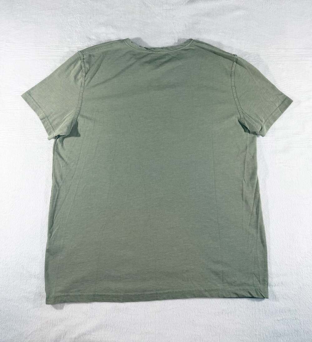 Lucky Brand Venice Burnout Short Sleeve Henley Shirt Army Green Large - Picture 5 of 7